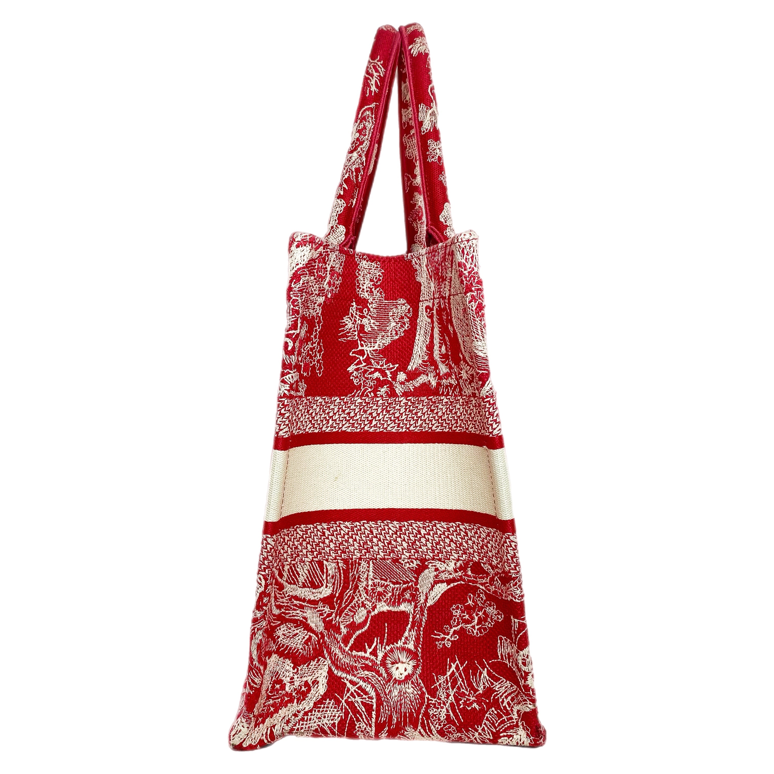 Dior Red Ivory Toile de Jouy Book Tote