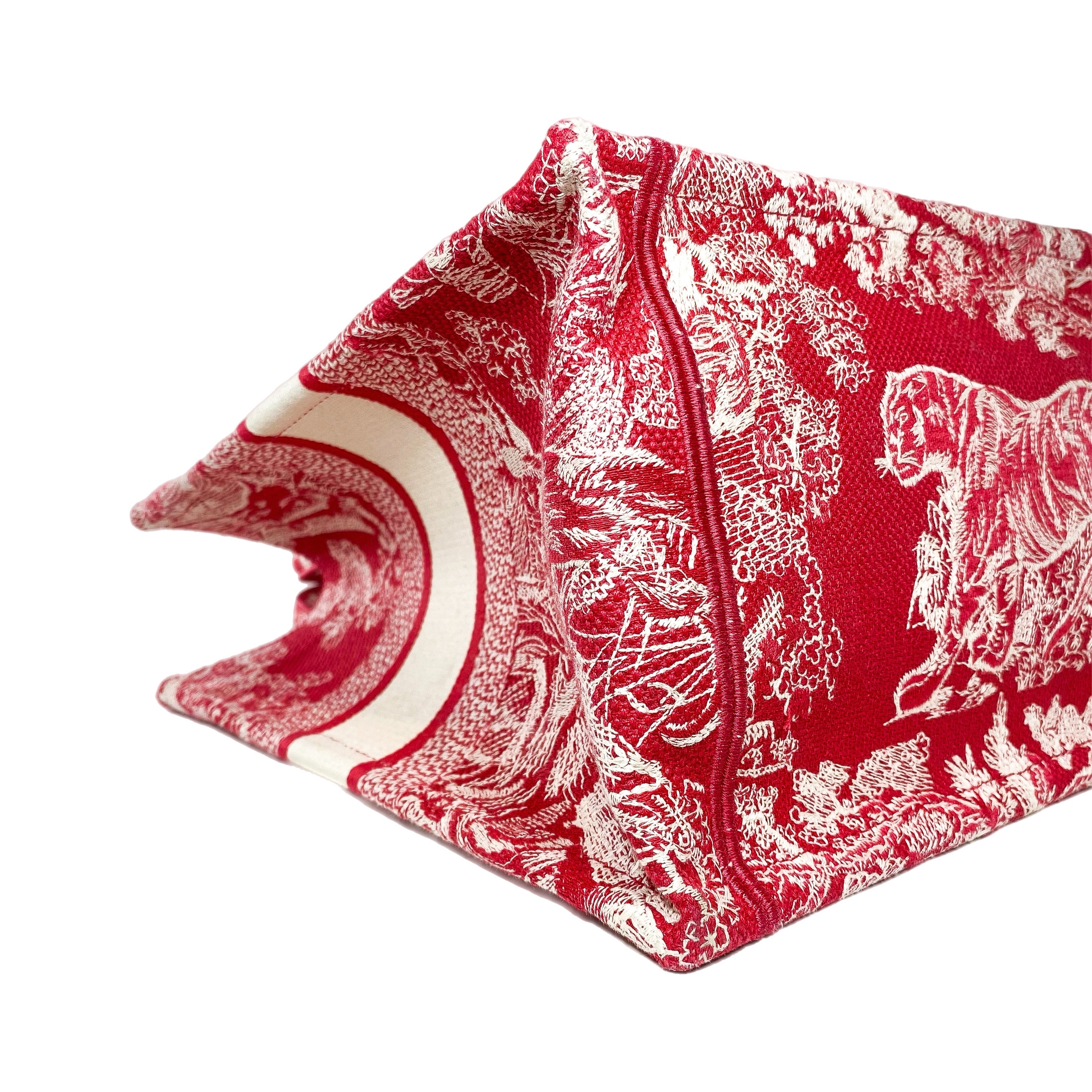 Dior Red Ivory Toile de Jouy Book Tote