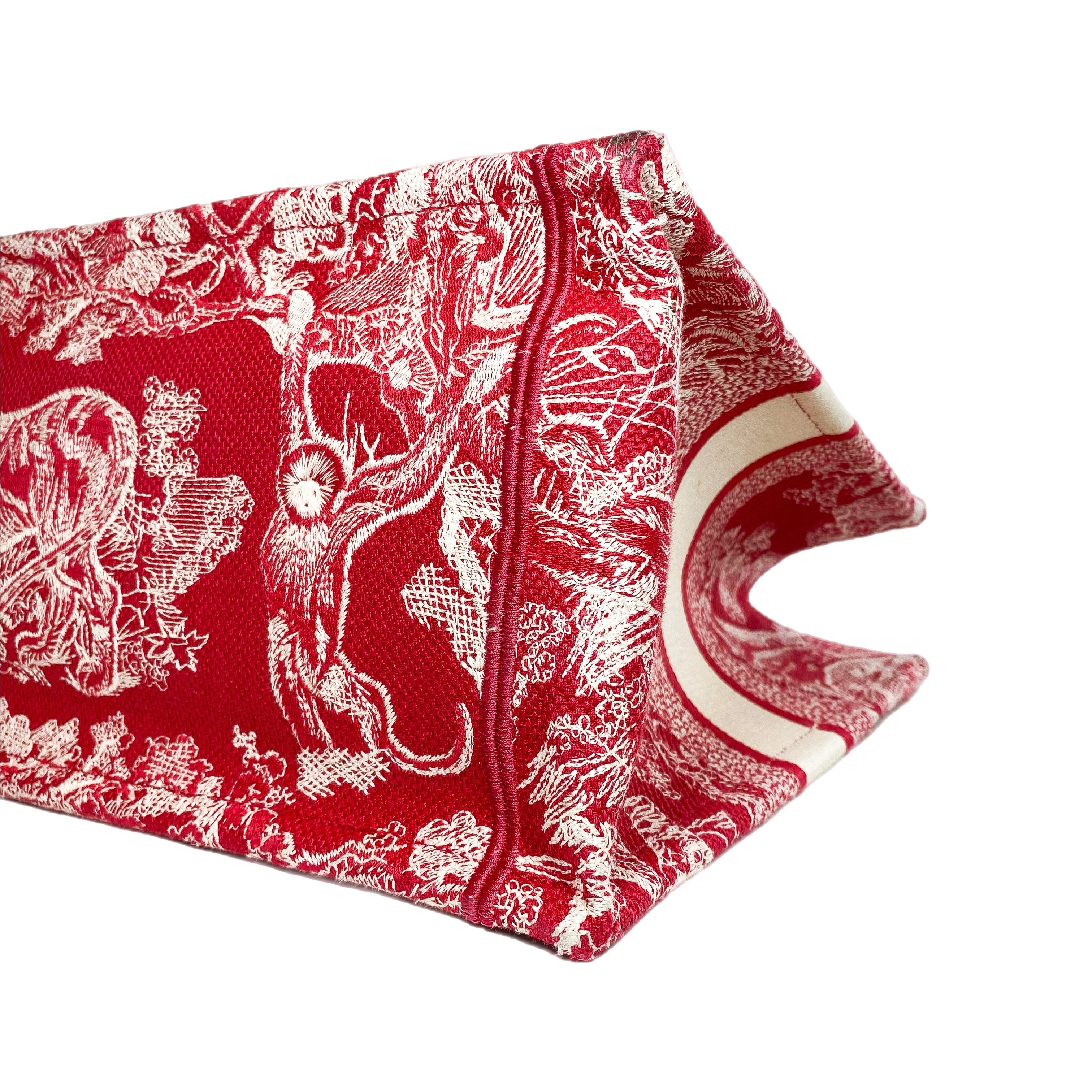 Dior Red Ivory Toile de Jouy Book Tote