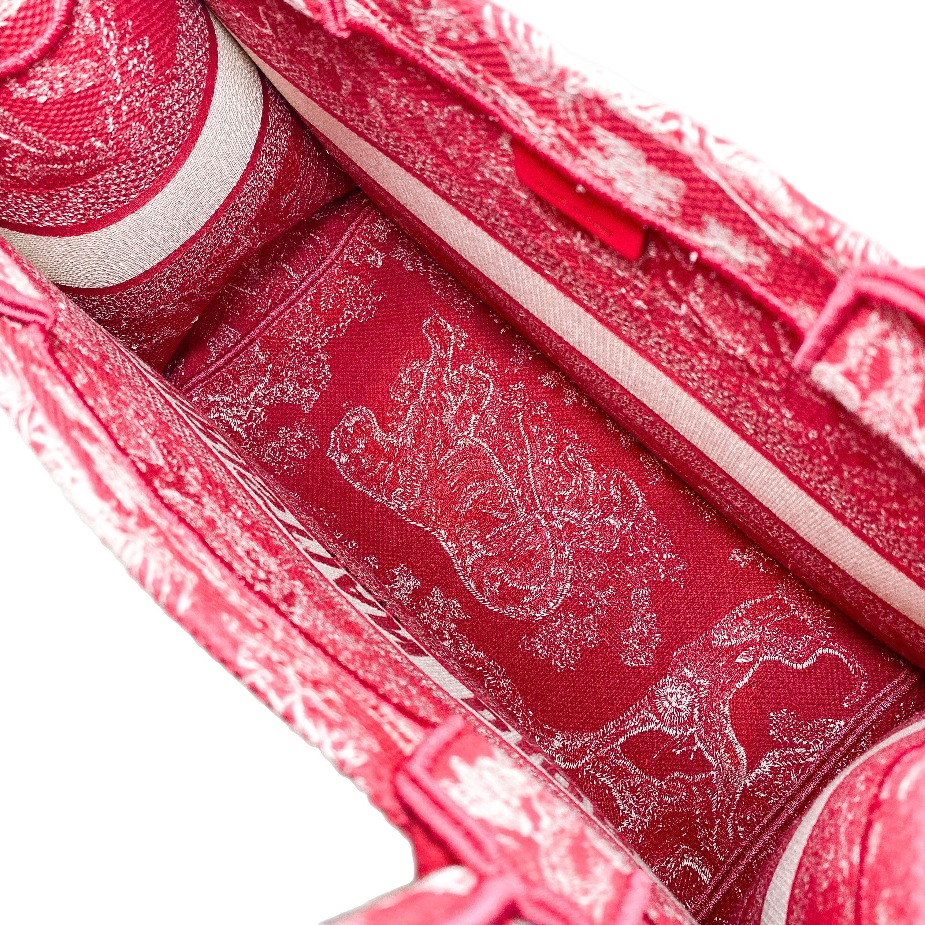 Dior Red Ivory Toile de Jouy Book Tote