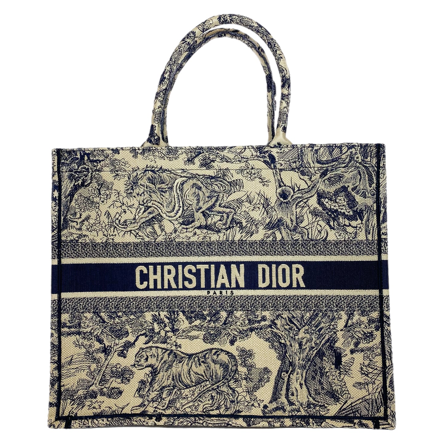 Dior Navy Beige Toile de Jouy Book Tote