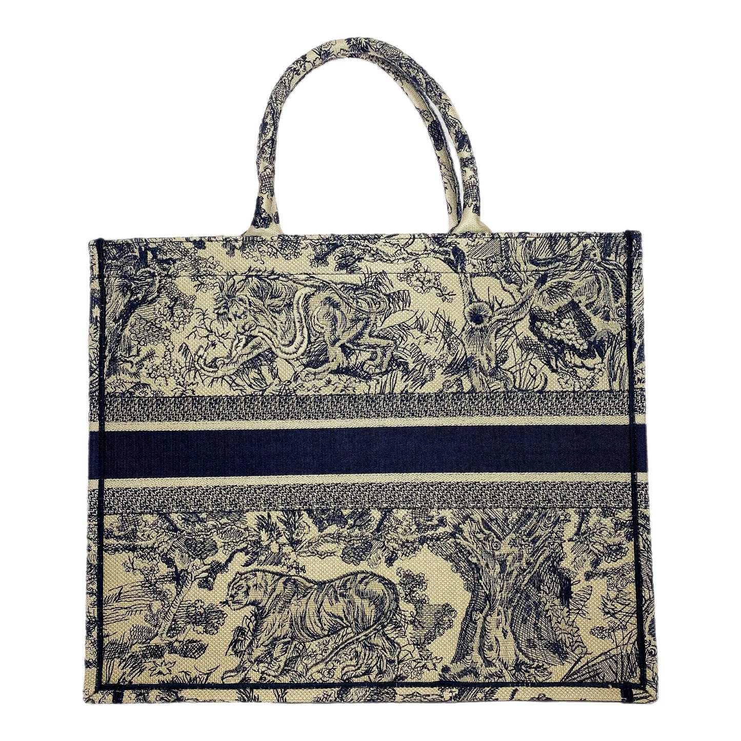 Dior Navy Beige Toile de Jouy Book Tote