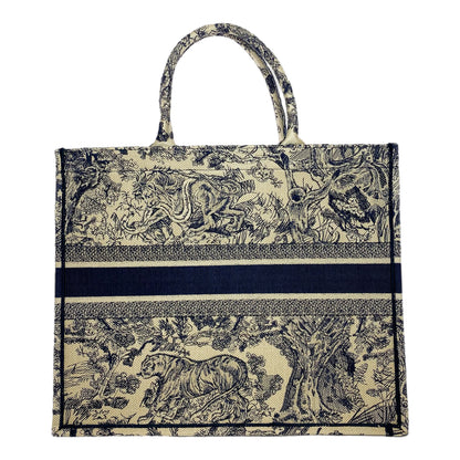 Dior Navy Beige Toile de Jouy Book Tote