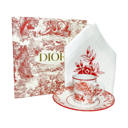 Dior Red White Toile de Jouy Tea Set