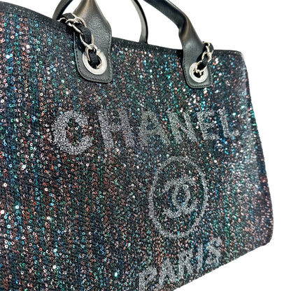 Chanel Black Viscose Sequins Deauville