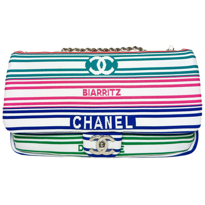 Chanel White Multicolor Venise Biarritz Flap Bag