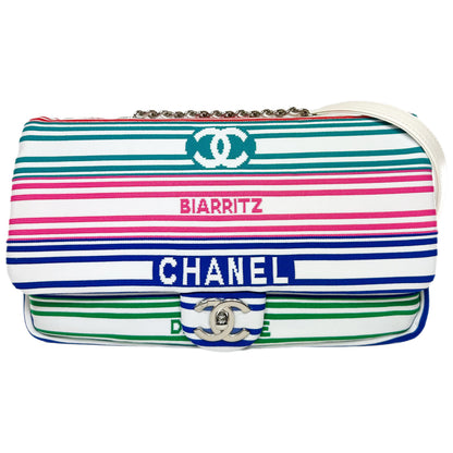 Chanel White Multicolor Venise Biarritz Flap Bag
