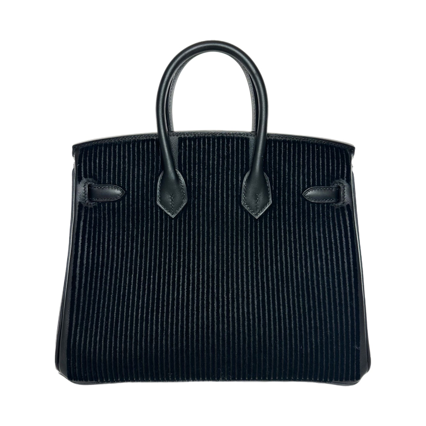 Hermes Birkin 25 Cote a Cote Black Swift Tuffetage Permabrass Hardware