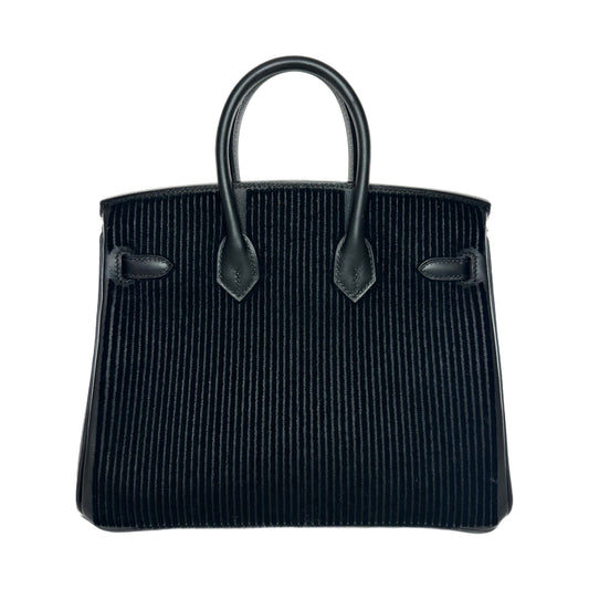 Hermes Birkin 25 Cote a Cote Black Swift Tuffetage Permabrass Hardware