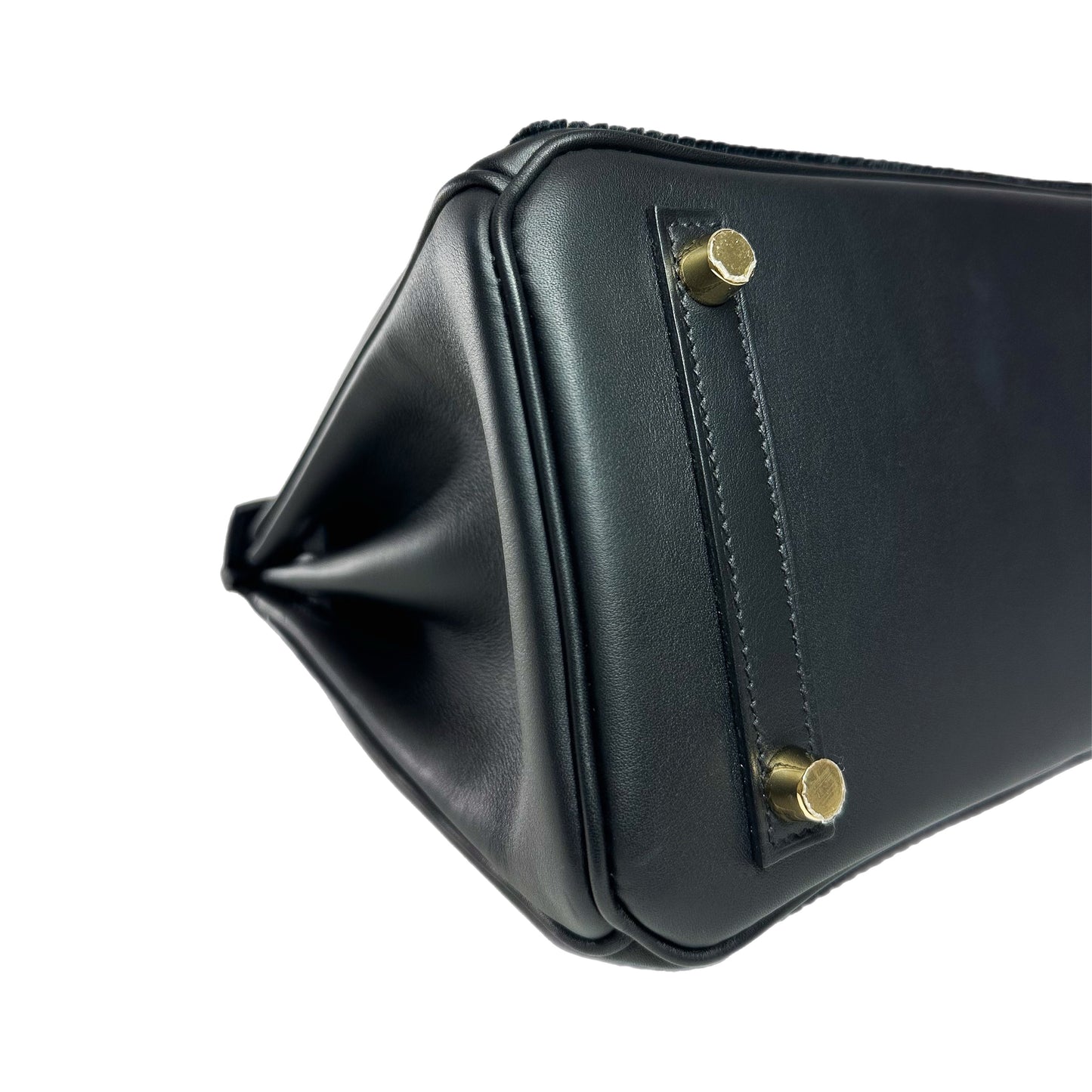 Hermes Birkin 25 Cote a Cote Black Swift Tuffetage Permabrass Hardware