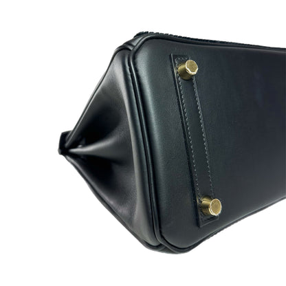 Hermes Birkin 25 Cote a Cote Black Swift Tuffetage Permabrass Hardware