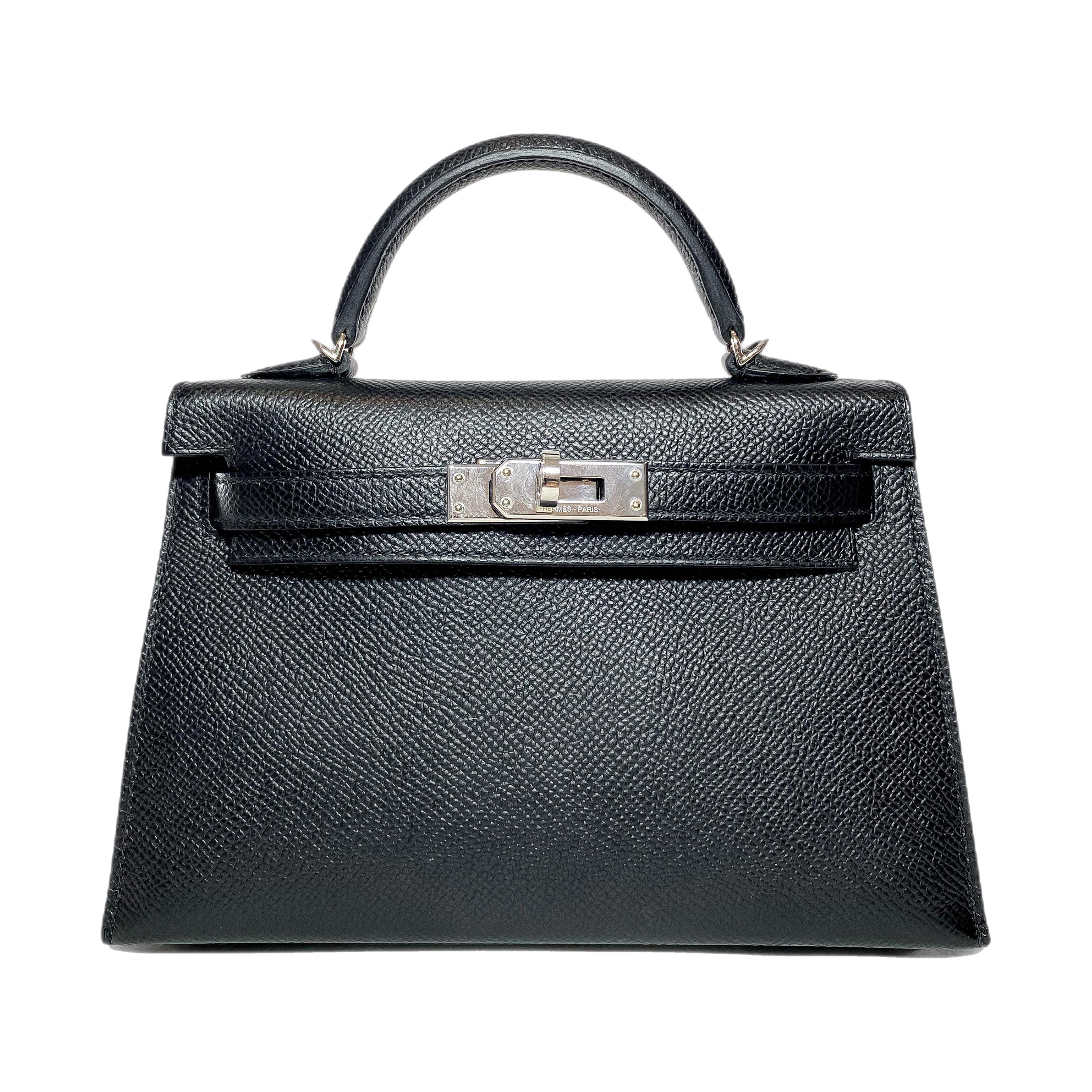 Hermes Mini Kelly 20 Black Epsom Palladium Hardware