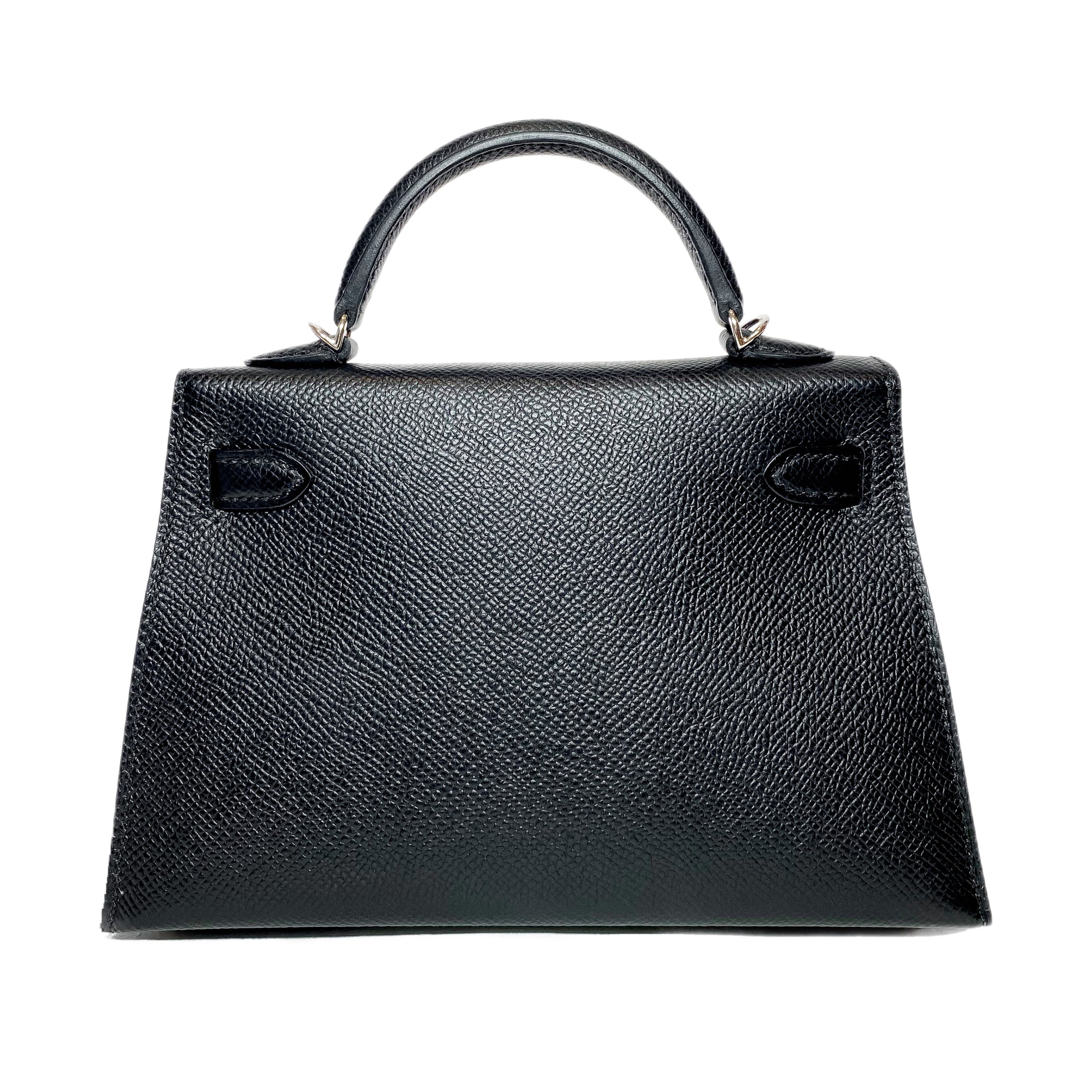 Hermes Mini Kelly 20 Black Epsom Palladium Hardware