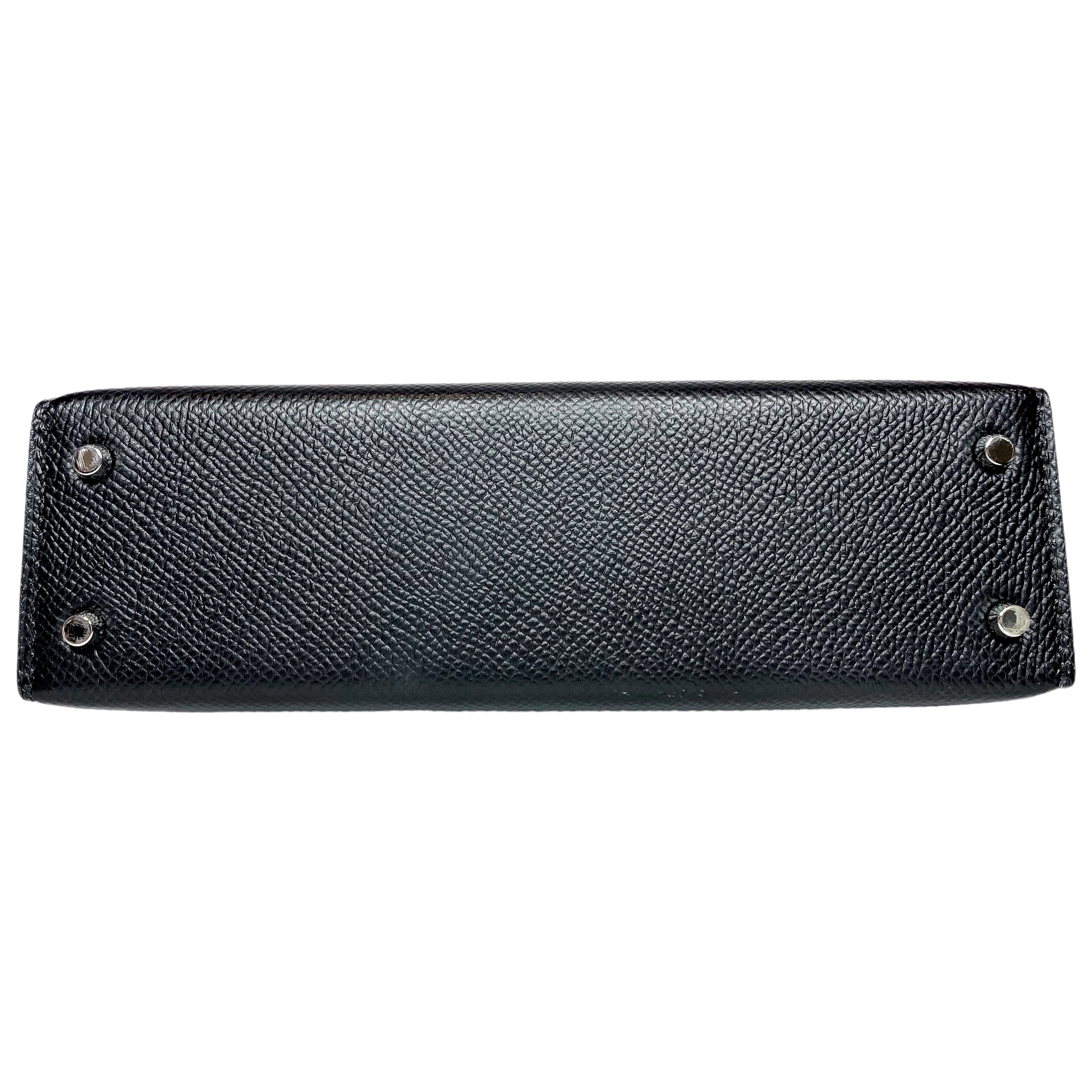 Hermes Mini Kelly 20 Black Epsom Palladium Hardware