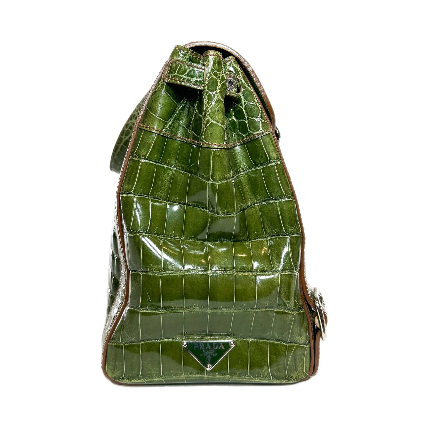 Prada Green Patent Crocodile Tote