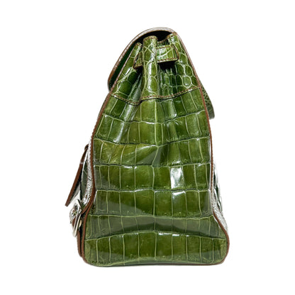 Prada Green Patent Crocodile Tote