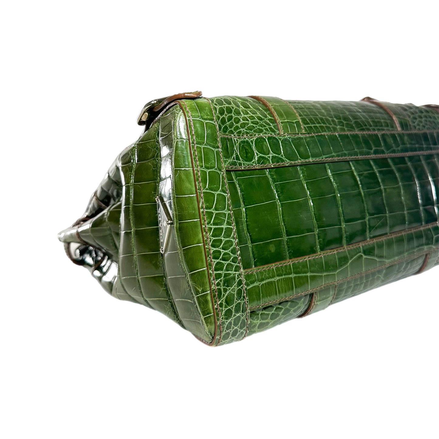 Prada Green Patent Crocodile Tote