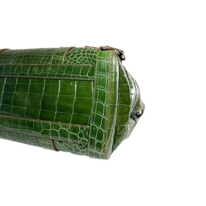 Prada Green Patent Crocodile Tote