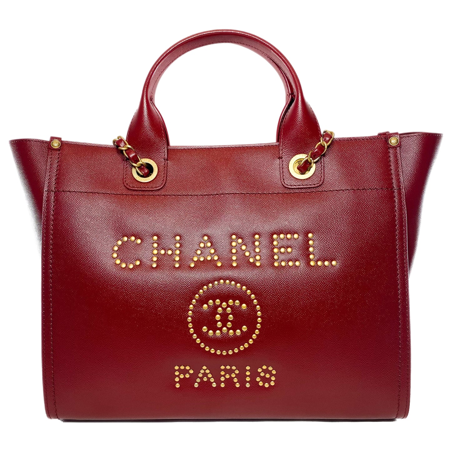 Chanel Red Studded Medium Deauville