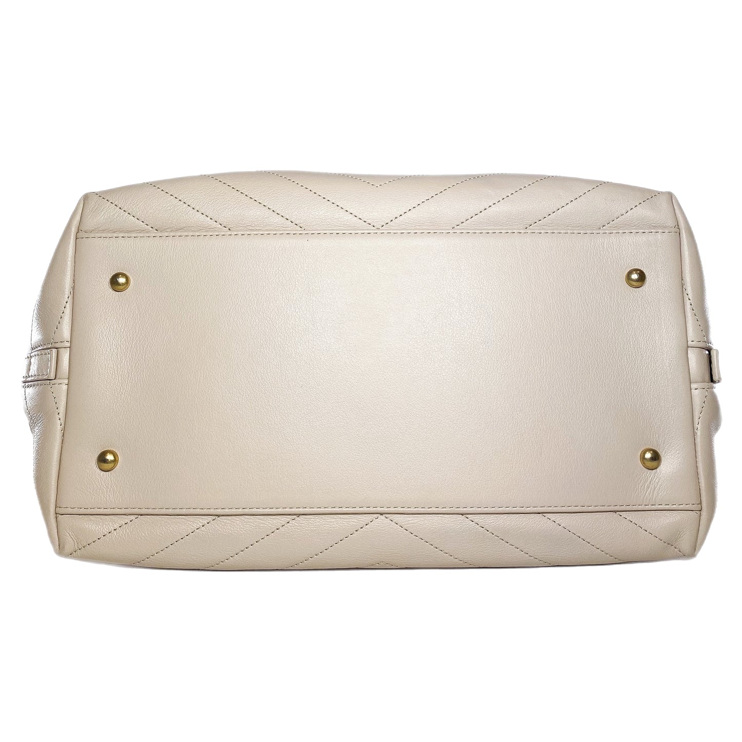 Chanel Beige Chevron Snakeskin Handle Chic Shopping Tote