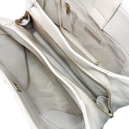 Chanel Beige Chevron Snakeskin Handle Chic Shopping Tote