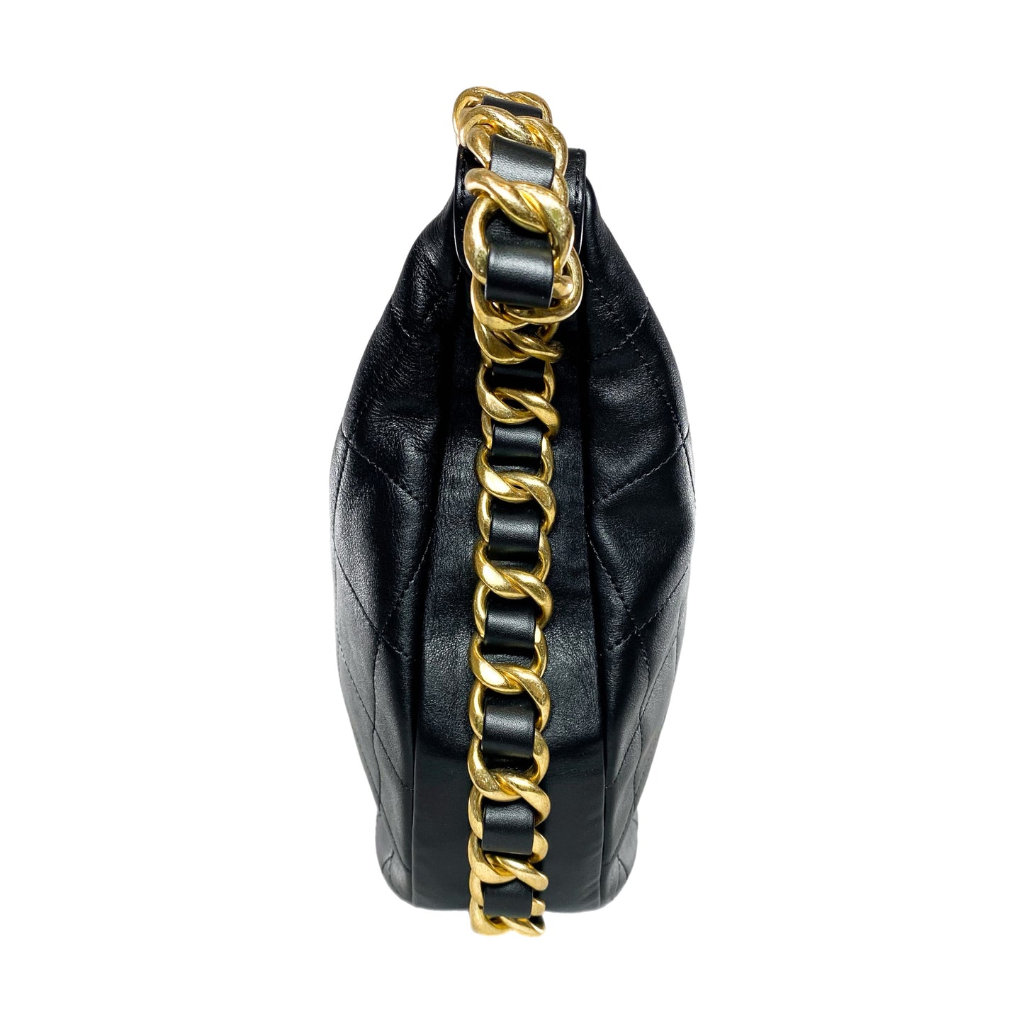 Chanel Black Quilted Chain Around Maxi Hobo Bag