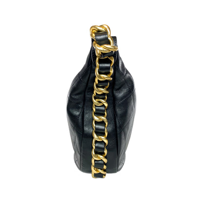 Chanel Black Quilted Chain Around Maxi Hobo Bag