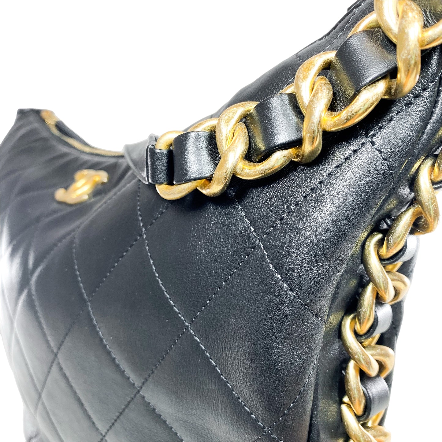 Chanel Black Quilted Chain Around Maxi Hobo Bag