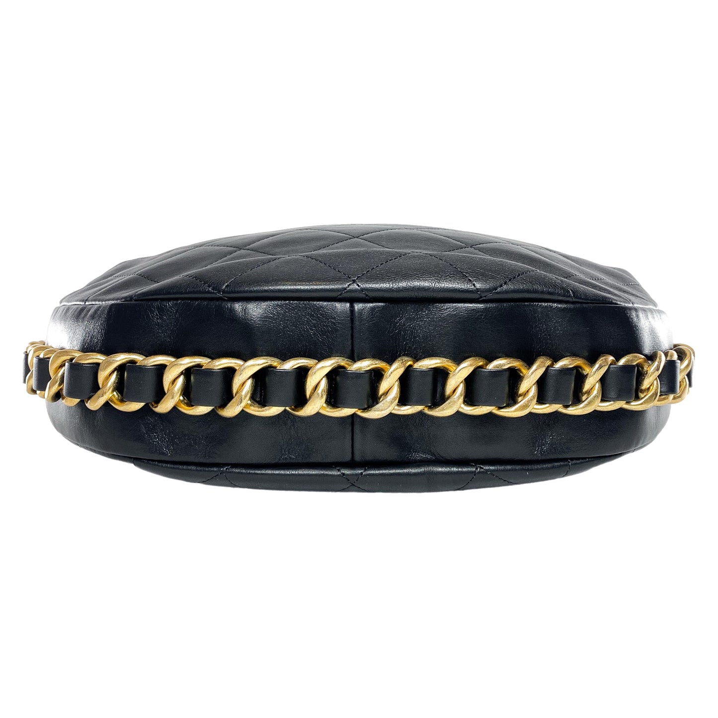 Chanel Black Quilted Chain Around Maxi Hobo Bag