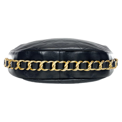 Chanel Black Quilted Chain Around Maxi Hobo Bag
