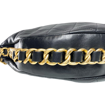 Chanel Black Quilted Chain Around Maxi Hobo Bag