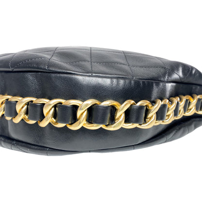 Chanel Black Quilted Chain Around Maxi Hobo Bag