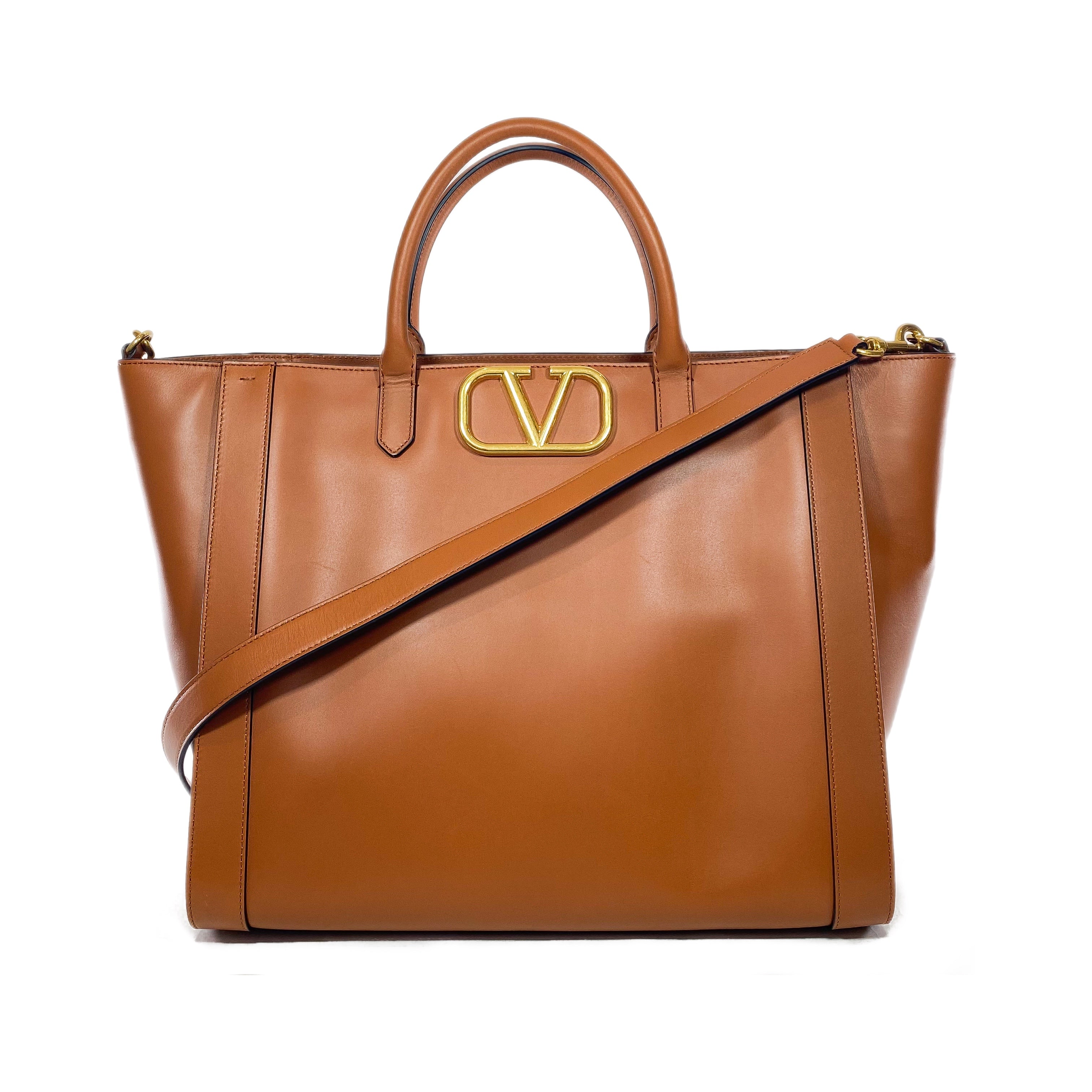 Valentino Brown Vlogo Tote Bag