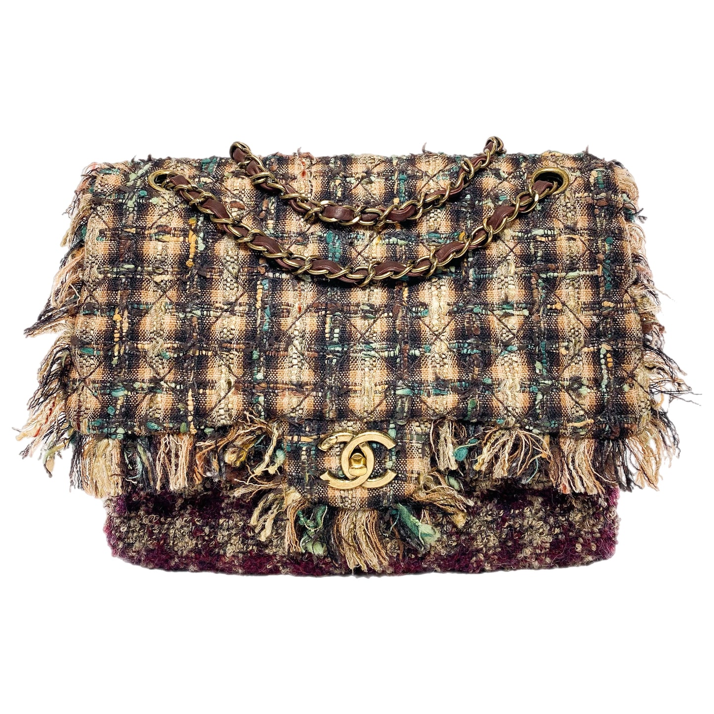 Chanel Multicolor Quilted Tweed Single Flap Bag