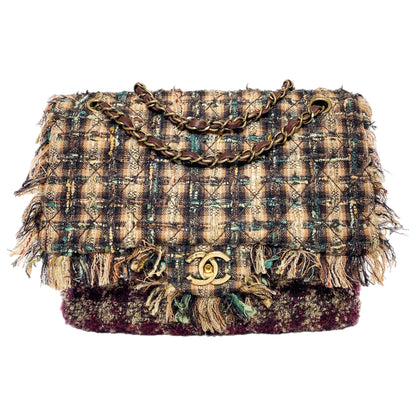 Chanel Multicolor Quilted Tweed Single Flap Bag