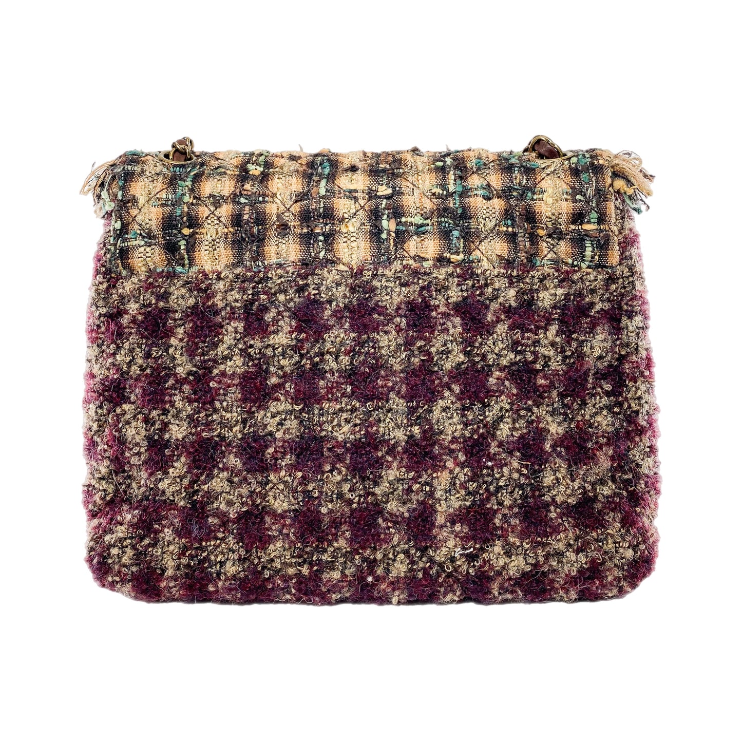 Chanel Multicolor Quilted Tweed Single Flap Bag