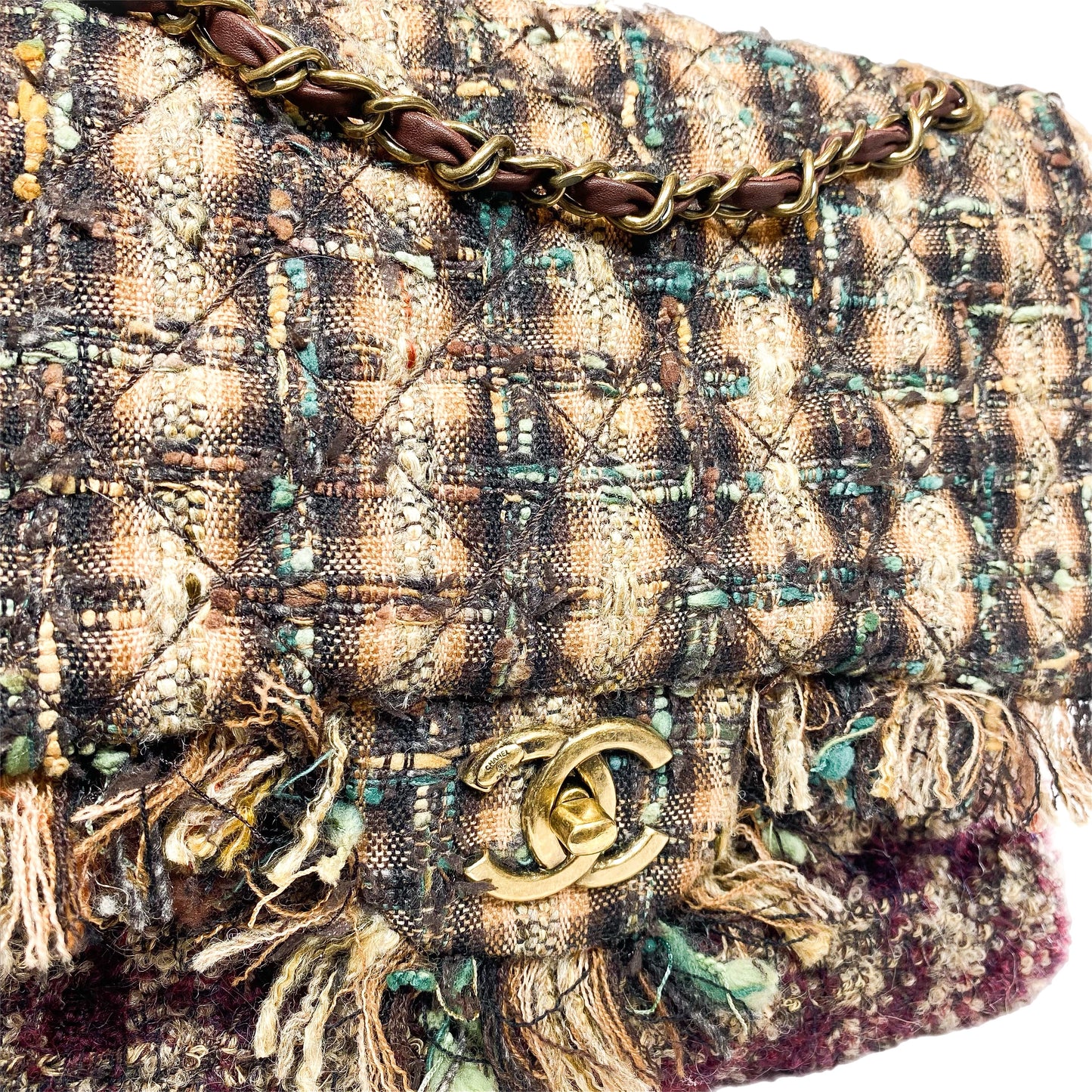 Chanel Multicolor Quilted Tweed Single Flap Bag