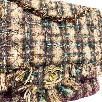 Chanel Multicolor Quilted Tweed Single Flap Bag