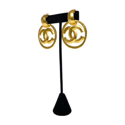 Chanel Gold CC Circle Vintage Clip On Earrings