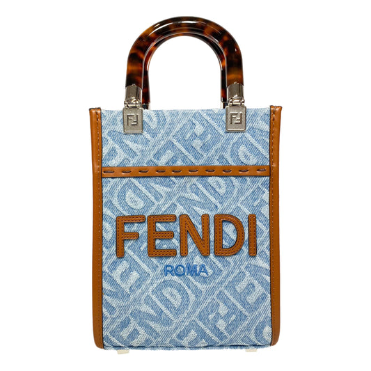 Fendi Denim Mini Sunshine Shopper Tote