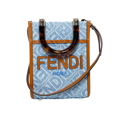 Fendi Denim Mini Sunshine Shopper Tote