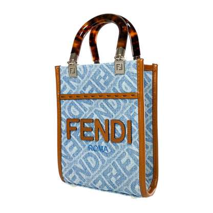Fendi Denim Mini Sunshine Shopper Tote