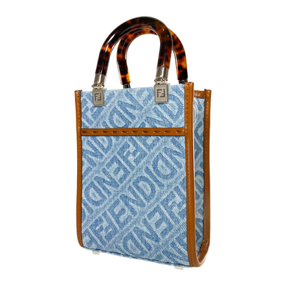 Fendi Denim Mini Sunshine Shopper Tote
