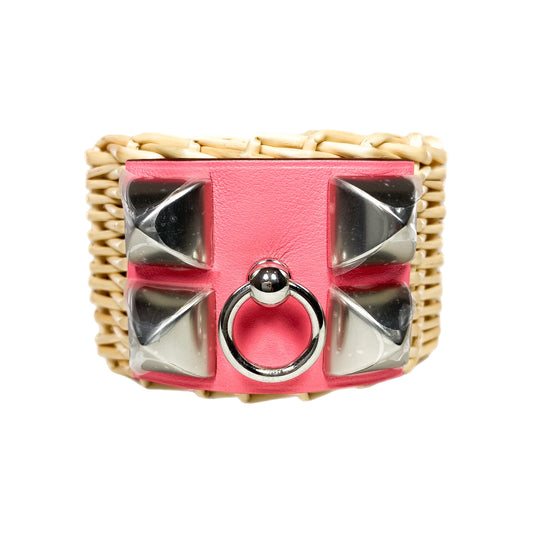 Hermes Rose Extreme Medor Picnic Cuff Bracelet