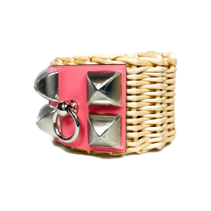 Hermes Rose Extreme Medor Picnic Cuff Bracelet