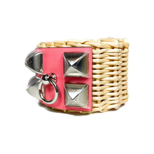 Hermes Rose Extreme Medor Picnic Cuff Bracelet