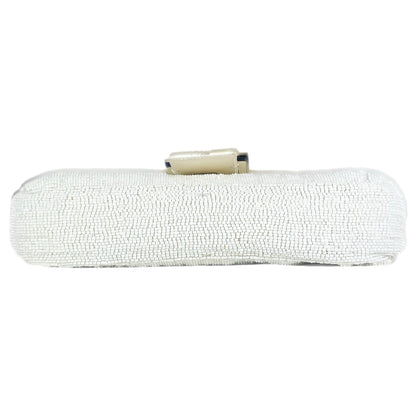 Fendi White Beaded Baguette