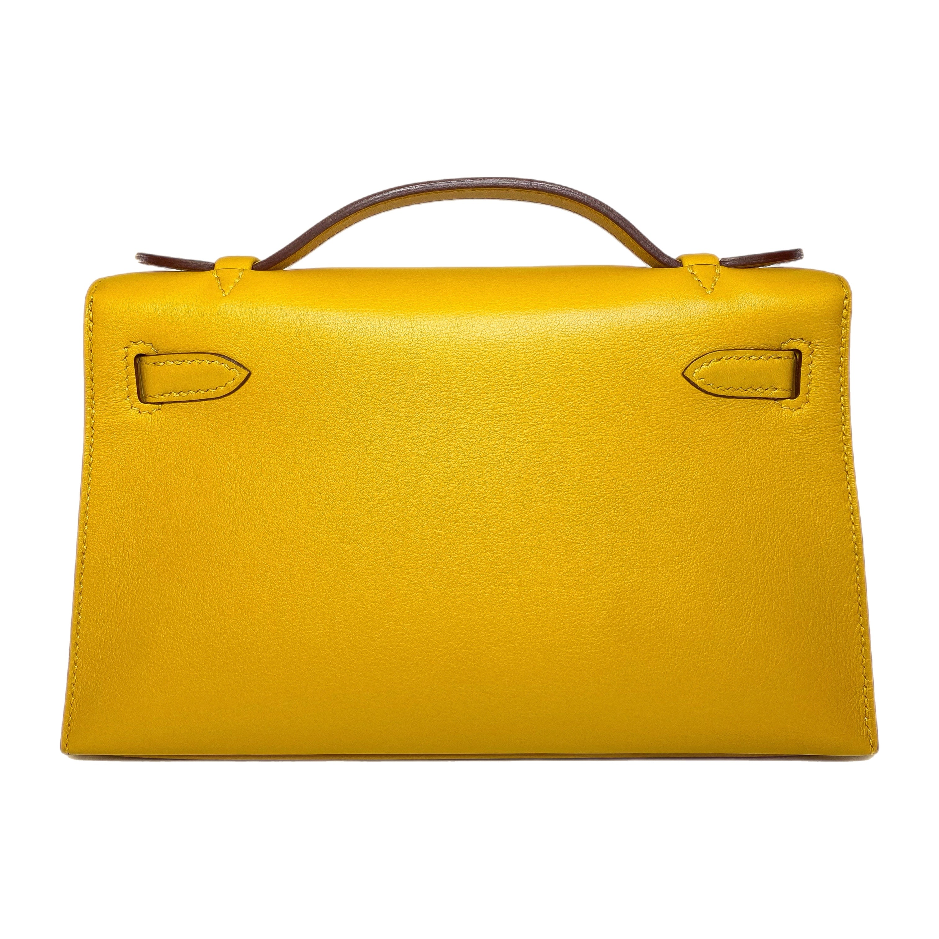 Hermes Kelly Pochette Jaune Ambre Swift Gold Hardware