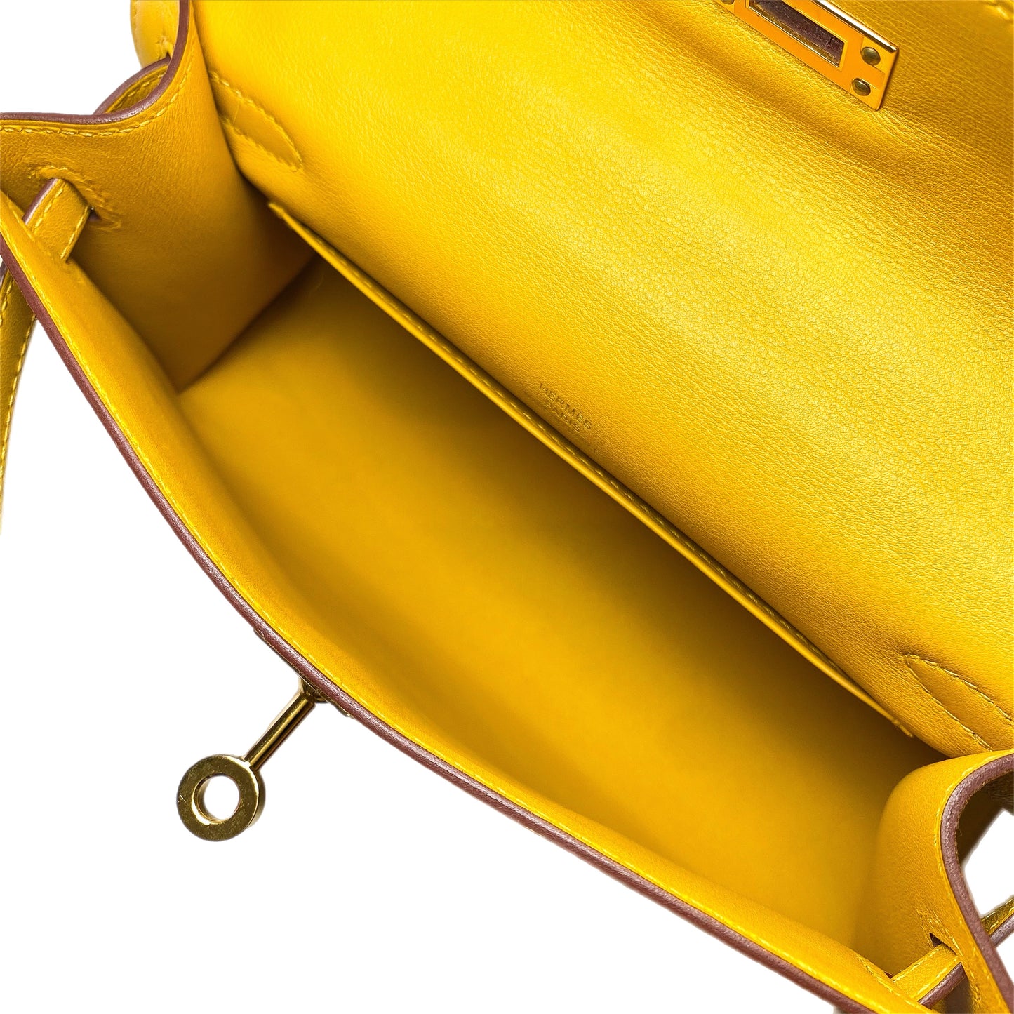 Hermes Kelly Pochette Jaune Ambre Swift Gold Hardware