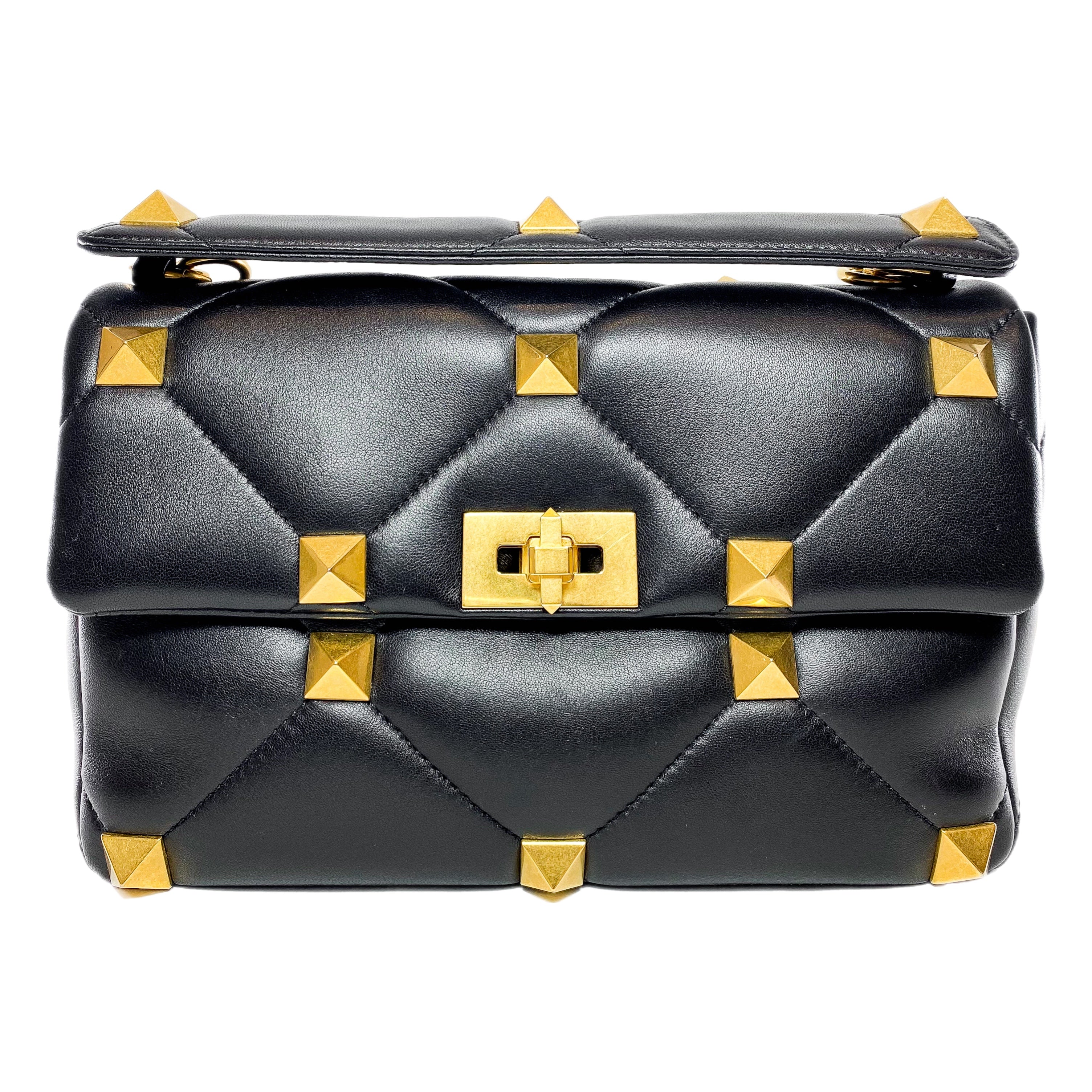 Valentino Large Black Roman Stud Flap Bag